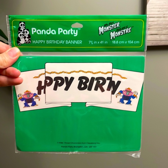 Vintage 1980 1986 Happy Birthday Banner My Pet Monster Characters Cleveland Rare - Picture 3 of 8